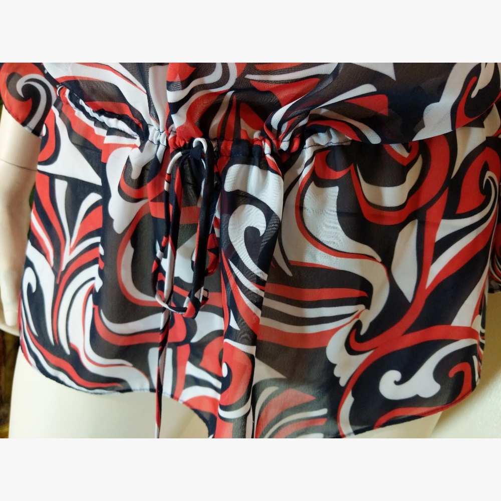 Dressy Semi-Sheer Tunic Drawstring Waist 3X Chaps - Picture 2 of 5